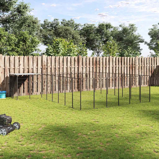 Hundezwinger aus Stahl Schwarz von vidaXL, 15,73 m² Freilauf im Garten