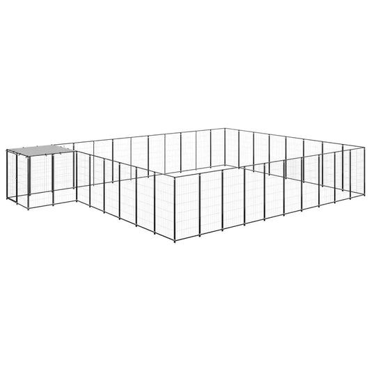Hundezwinger Schwarz aus Stahl, vidaXL, 25,41 m², Hundezwinger & -ausläufe