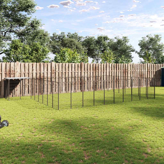 Hundezwinger Schwarz 25,41 m² Stahl-Gitterzaun für Außenbereich