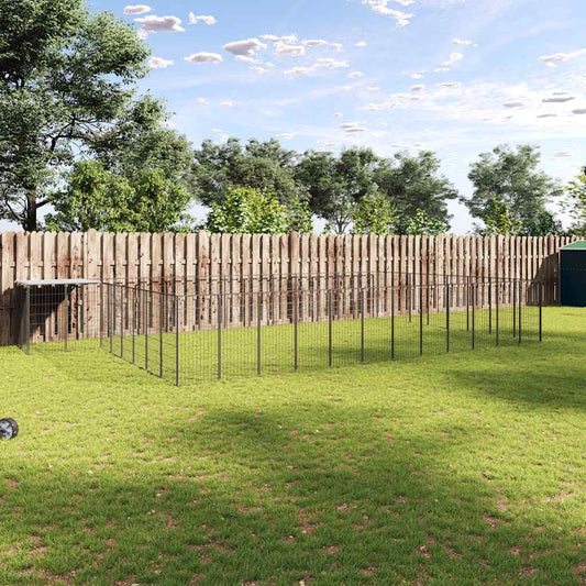 Hundezwinger aus Stahl, Schwarz, 30,25 m² – vidaXL