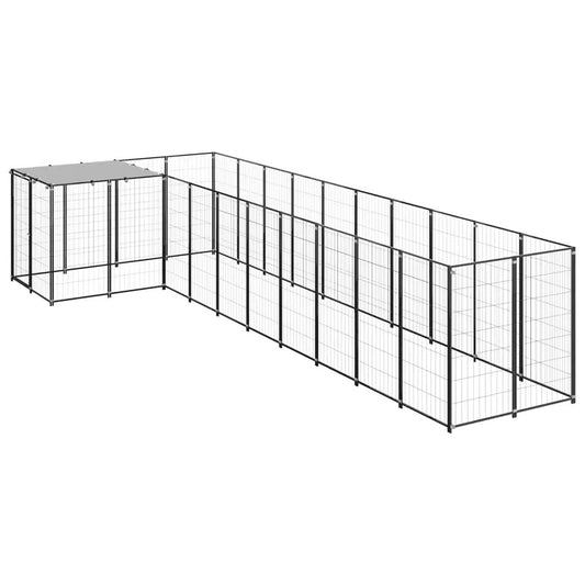 Hundezwinger Schwarz aus Stahl, 7,26 m², modulare Zwinger- und Auslaufanlage von vidaXL