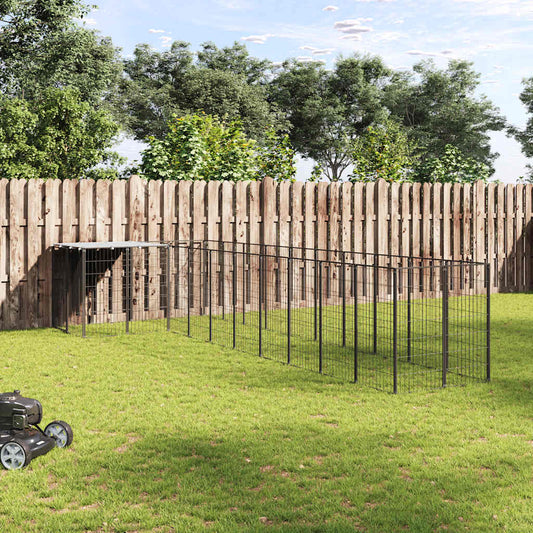Hundezwinger Schwarz aus Stahl, 7,26 m², Hundezwinger & Ausläufe