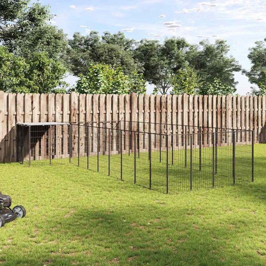 Hundezwinger Schwarz aus Stahl, 13,31 m²
