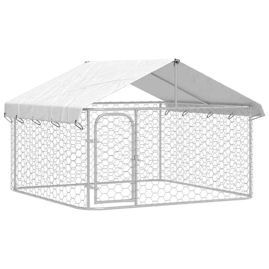 Outdoor-Hundezwinger mit Dach, 200x200x150 cm, vidaXL Metallgitterkonstruktion