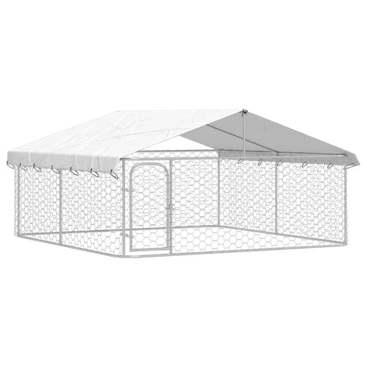 Outdoor-Hundezwinger mit Dach 300x300x150 cm vidaXL aus Metallgitter