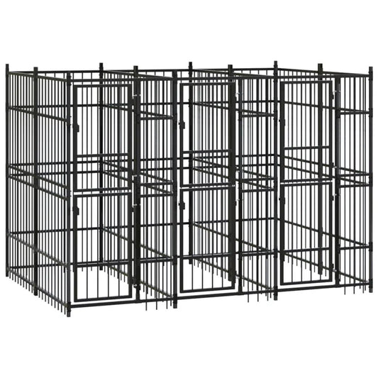 vidaXL Outdoor-Hundezwinger aus Stahl, 5,53 m², schwarzer, modularer Hundezwinger mit mehreren Bereichen