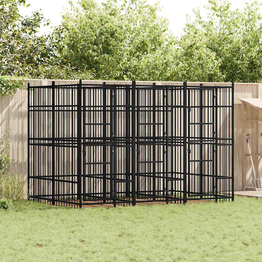 Outdoor-Hundezwinger aus Stahl, 5,53 m², schwarzes, modulares Zwinger-System