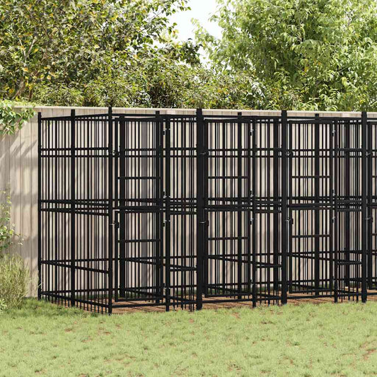 vidaXL Outdoor-Hundezwinger aus Stahl, 11,06 m², mehrteiliges schwarzes Metallgehege im Garten