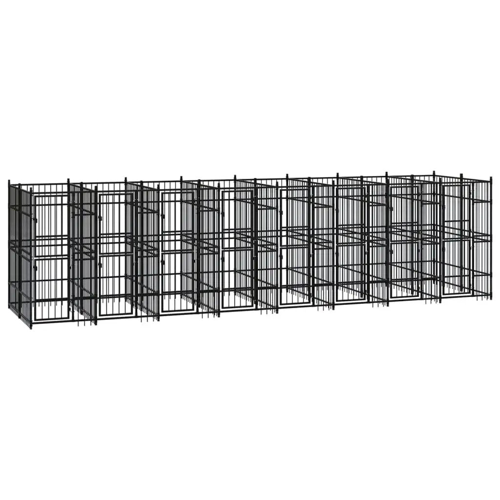 Outdoor-Hundezwinger Stahl 14,75 m², vidaXL, modularer Metall-Hundezwinger für den Außenbereich
