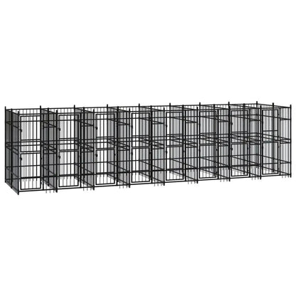 Outdoor-Hundezwinger Stahl 14,75 m², vidaXL, modularer Metall-Hundezwinger für den Außenbereich