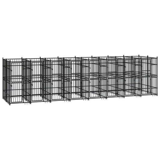 Outdoor-Hundezwinger Stahl 14,75 m², vidaXL, modularer Metall-Hundezwinger für den Außenbereich