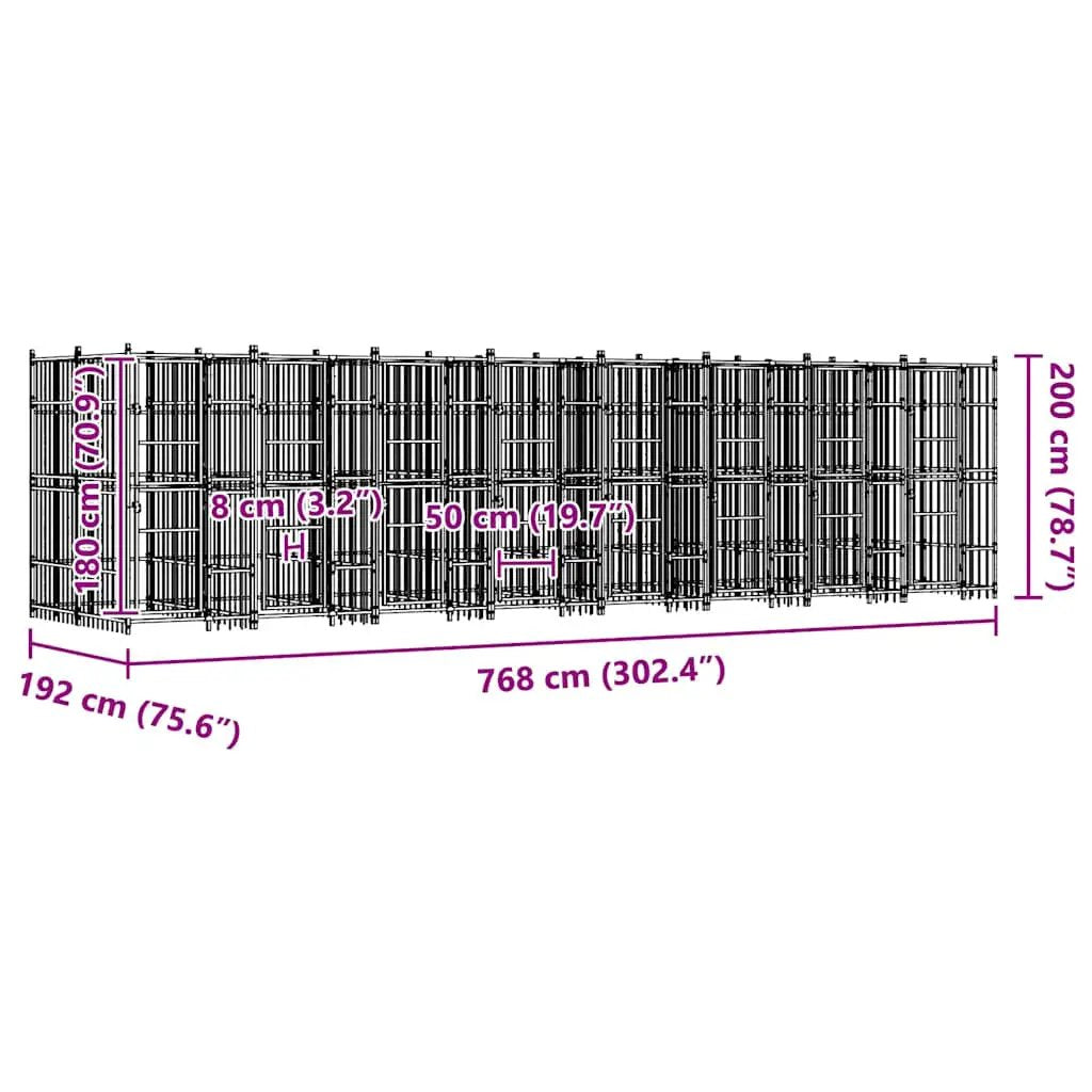 vidaXL Outdoor-Hundezwinger aus Stahl, 14,75 m², Hundezwinger & -ausläufe