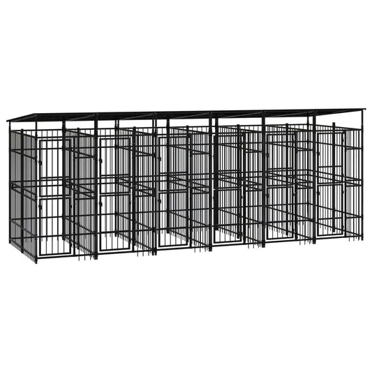 Outdoor-Hundezwinger aus Stahl mit Dach, 11,06 m², modulare Gehegeeinheit