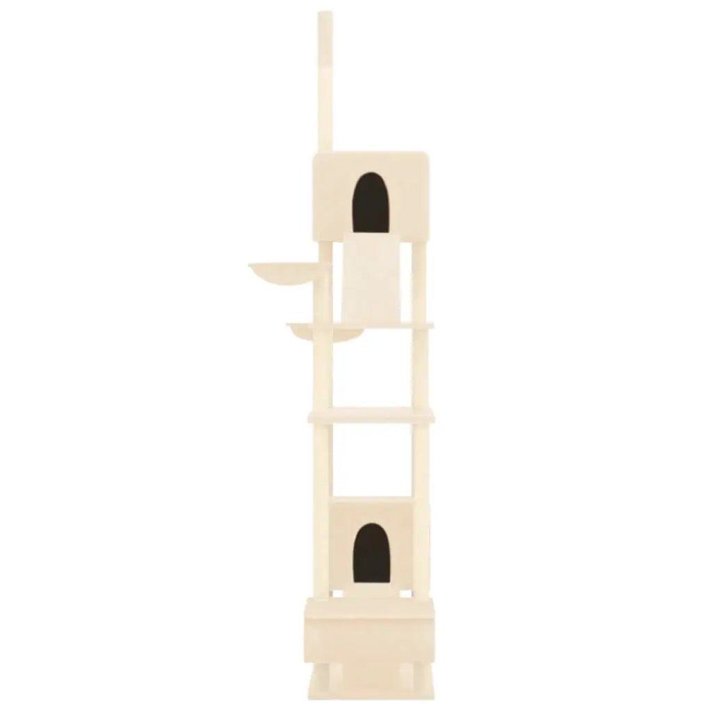 vidaXL Kratzbaum Deckenhoch Creme 277-303 cm mehrstufiger Holz-Kratzbaum