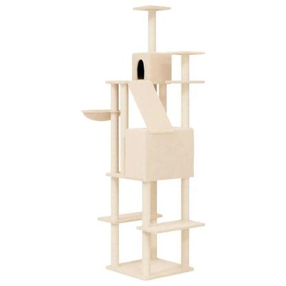 Kratzbaum mit Sisal-Kratzsäulen Creme 201 cm, vidaXL