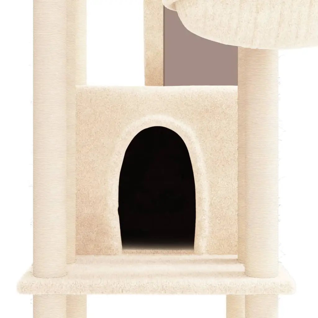Kratzbaum vidaXL Creme 201 cm mit Sisal-Kratzsäulen und Höhle