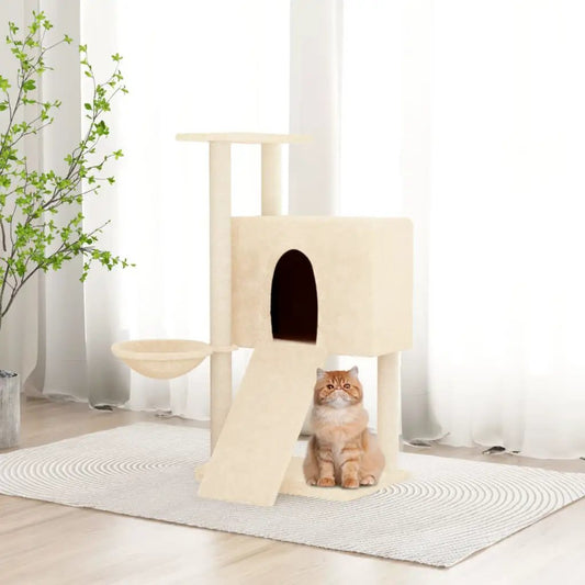 Kratzbaum Creme mit Sisal-Kratzsäulen, 96 cm von vidaXL