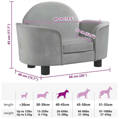 Hundebett Hellgrau Samt 66x40x45 cm von vidaXL, Hundebetten