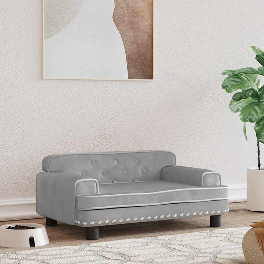 Hundebett Hellgrau Samt 70x45x30 cm vidaXL, gepolstertes sofa-ähnliches Hundebett