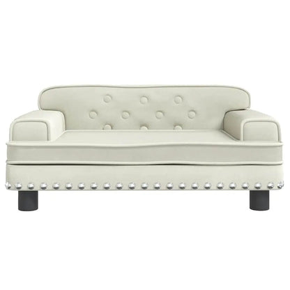 Hundebett Creme Samt 70x45x30 cm mit Knopf-Tufting und Nietenbesatz, vidaXL
