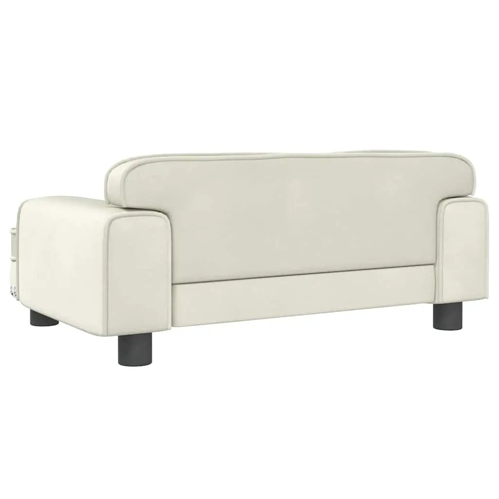 Hundebett Creme 70x45x30 cm Samt, gepolstertes Sofa-Design mit Armlehnen vidaXL