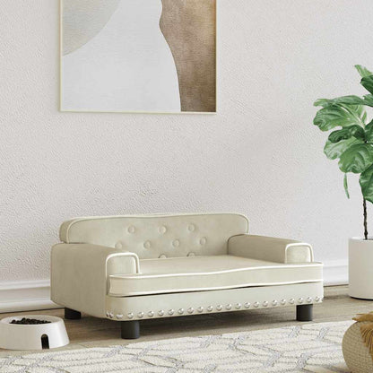 vidaXL Hundebett Creme aus Samt 70x45x30 cm für Hunde