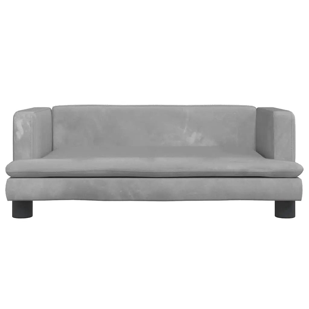 Hundebett Hellgrau Samt 80x45x30 cm mit weichem Velours-Bezug