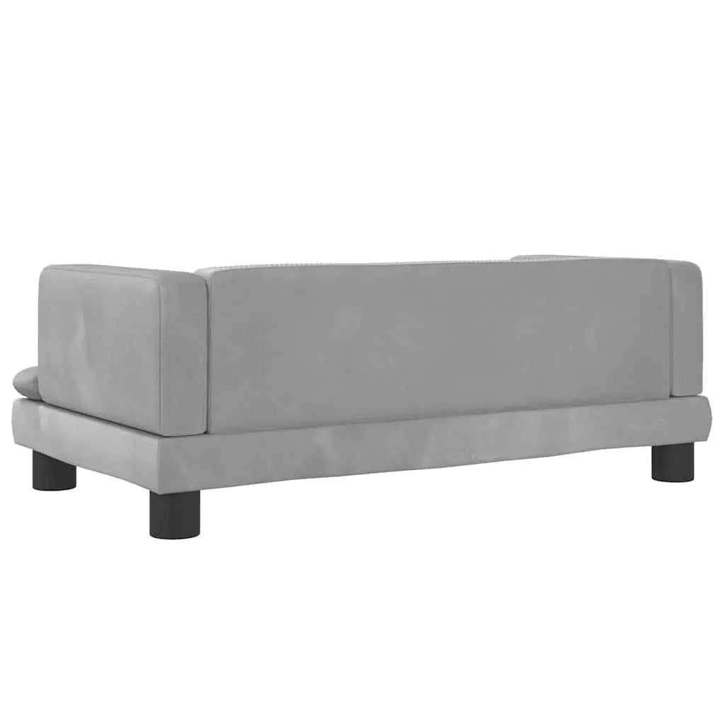 Hundebett Hellgrau Samt 80x45x30 cm, rechteckig und gepolstert