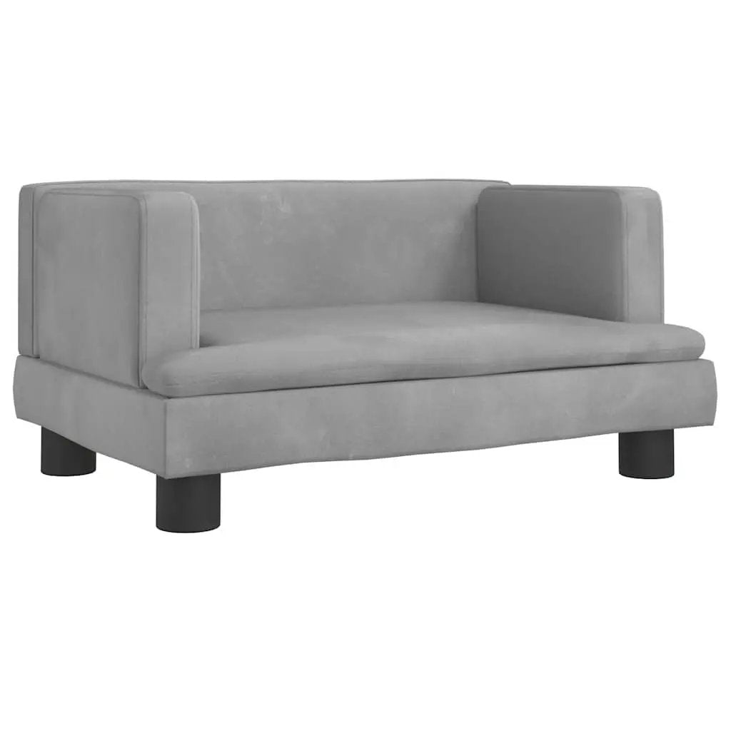 Hundebett Hellgrau Samt 60x40x30 cm von vidaXL mit gepolsterten Seiten