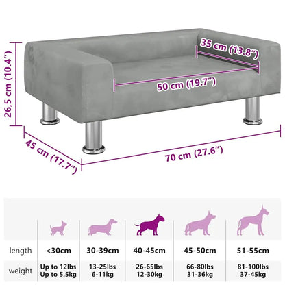 Hundebett Hellgrau Samt, 70×45×26,5 cm, vidaXL – für Hunde