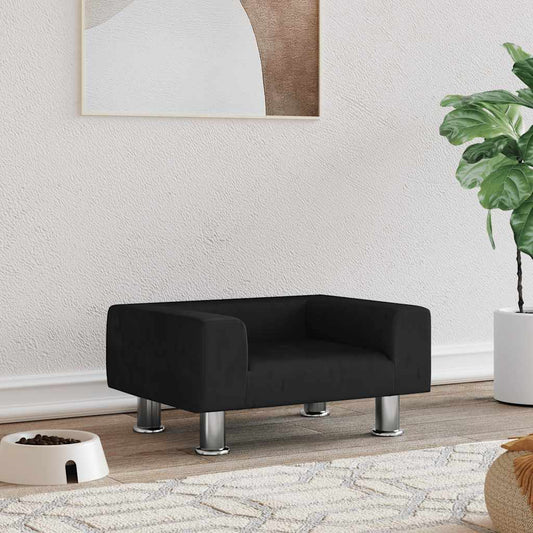 Hundebett vidaXL Schwarz Samt mit silbernen Metallfüßen, 50x40x26,5 cm