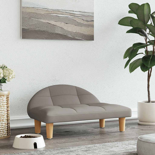 Hundebett Taupe aus Stoff, 70x52x30 cm, mit Holzbeinen