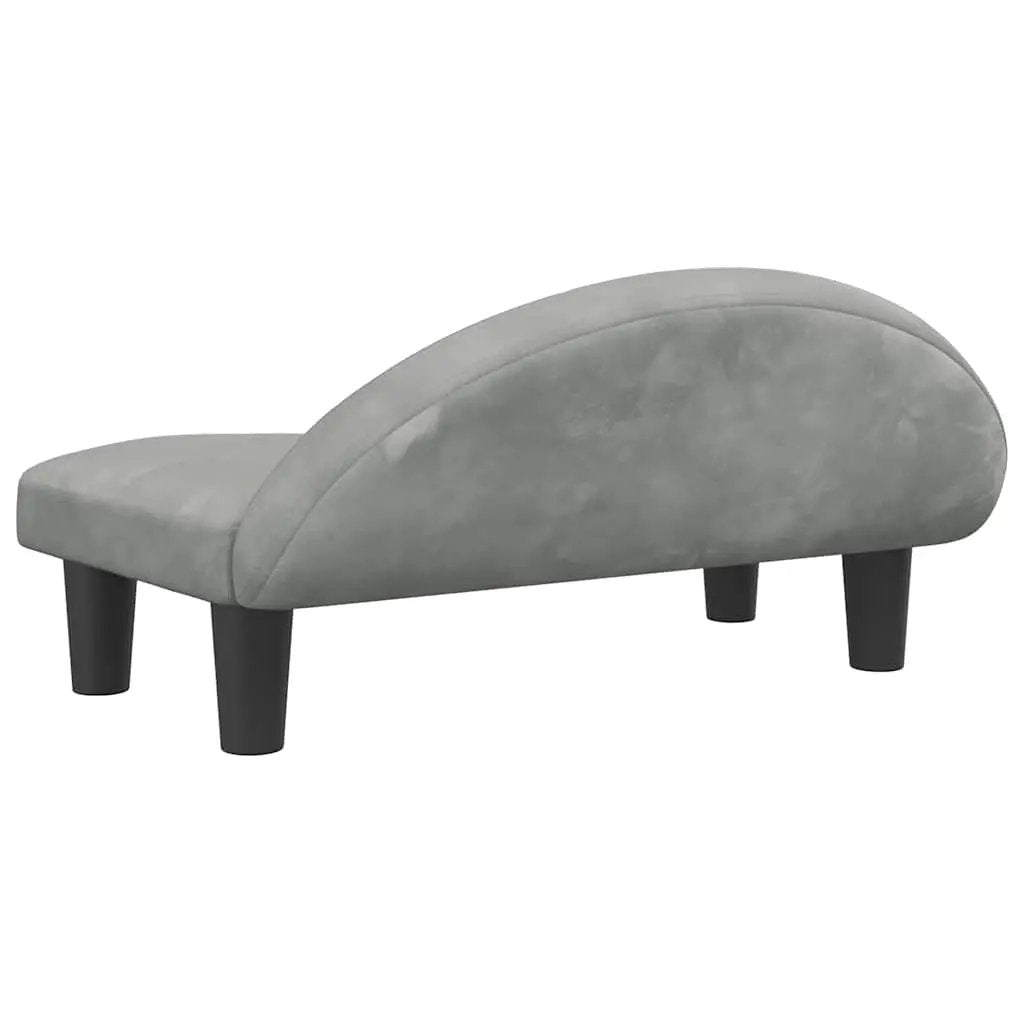 Hundebett Hellgrau Samt 70x52x30 cm mit schwarzen Füßen