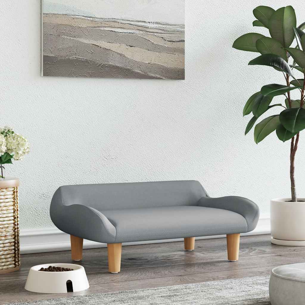 Hundebett vidaXL Hellgrau 70x40x24 cm Stoff, Holzfüße, moderner Wohnlook.