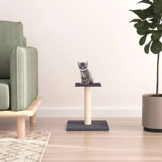 Kratzbaum mit Plattform Dunkelgrau, 38 cm, beige Säule