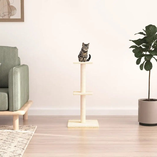 Kratzbaum mit Sisal-Kratzsäulen Creme 73 cm von vidaXL, cremefarbener Katzenkratzbaum