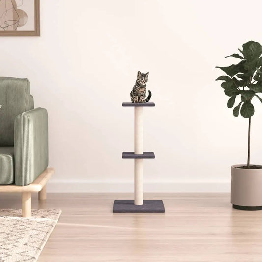 Kratzbaum mit Sisal-Kratzsäulen Dunkelgrau, 73 cm, kompakter Katzenbaum