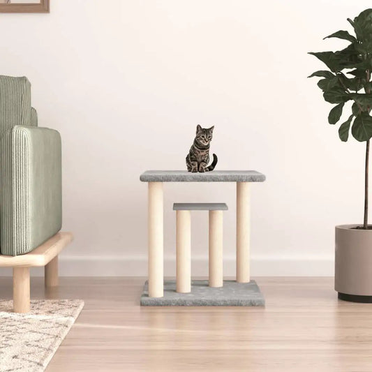 Kratzbaum mit Plattformen in Hellgrau, 50 cm Höhe, für Katzen