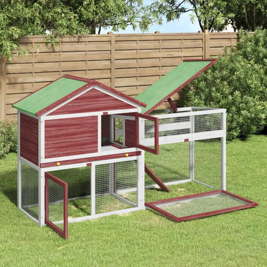 vidaXL Kaninchenstall Mokka aus Massivholz Kiefer, 185,5×60,5×109,5 cm, mit Auslaufgehege