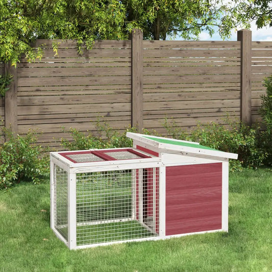 Kaninchenstall Mokka 100,5x54x55 cm aus Massivholz Kiefer, vidaXL, weiß-rote Front