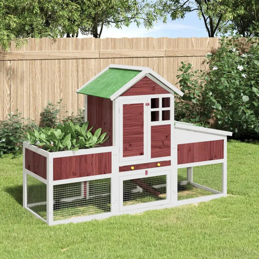 Kaninchenstall Mokka aus Massivholz Kiefer, 170x63x113 cm vidaXL