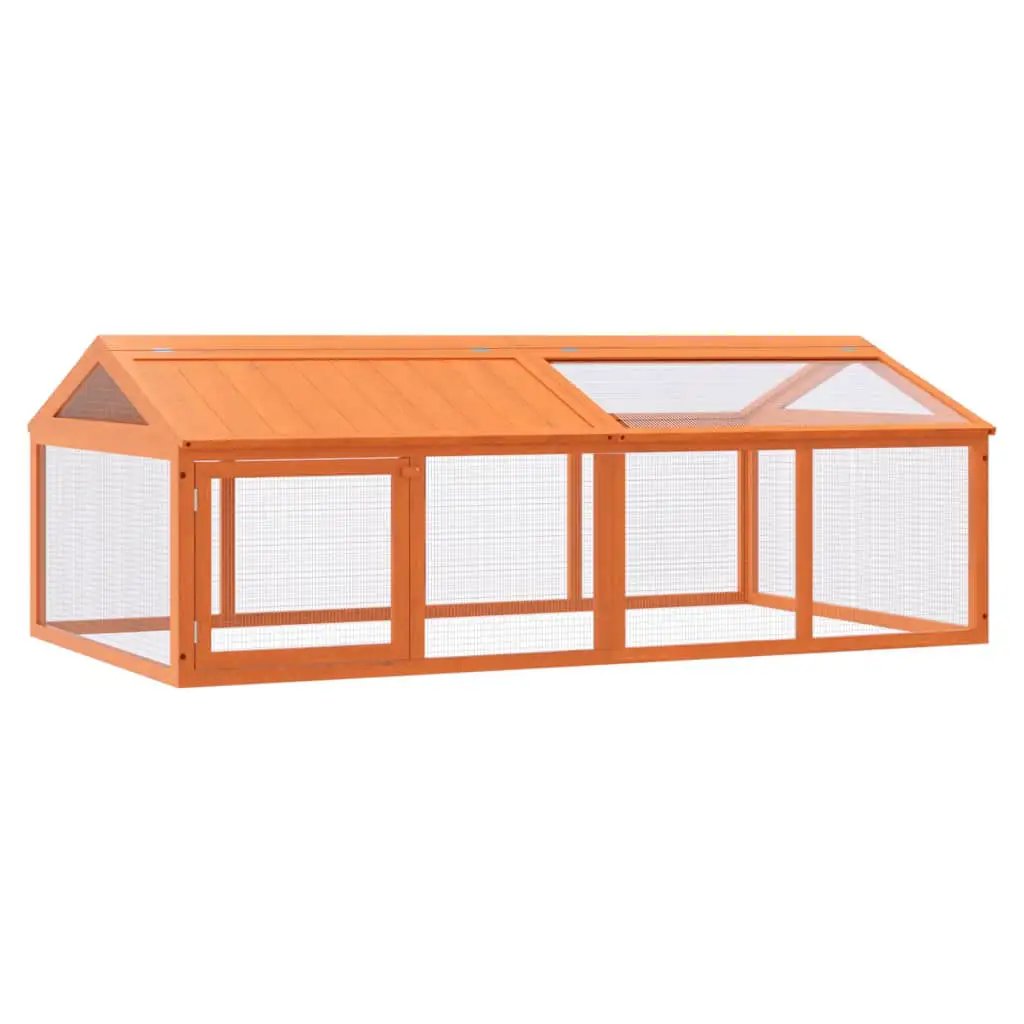 Freilaufgehege Braun 200x112,5x74 cm aus Massivholz Kiefer mit Drahtgitter