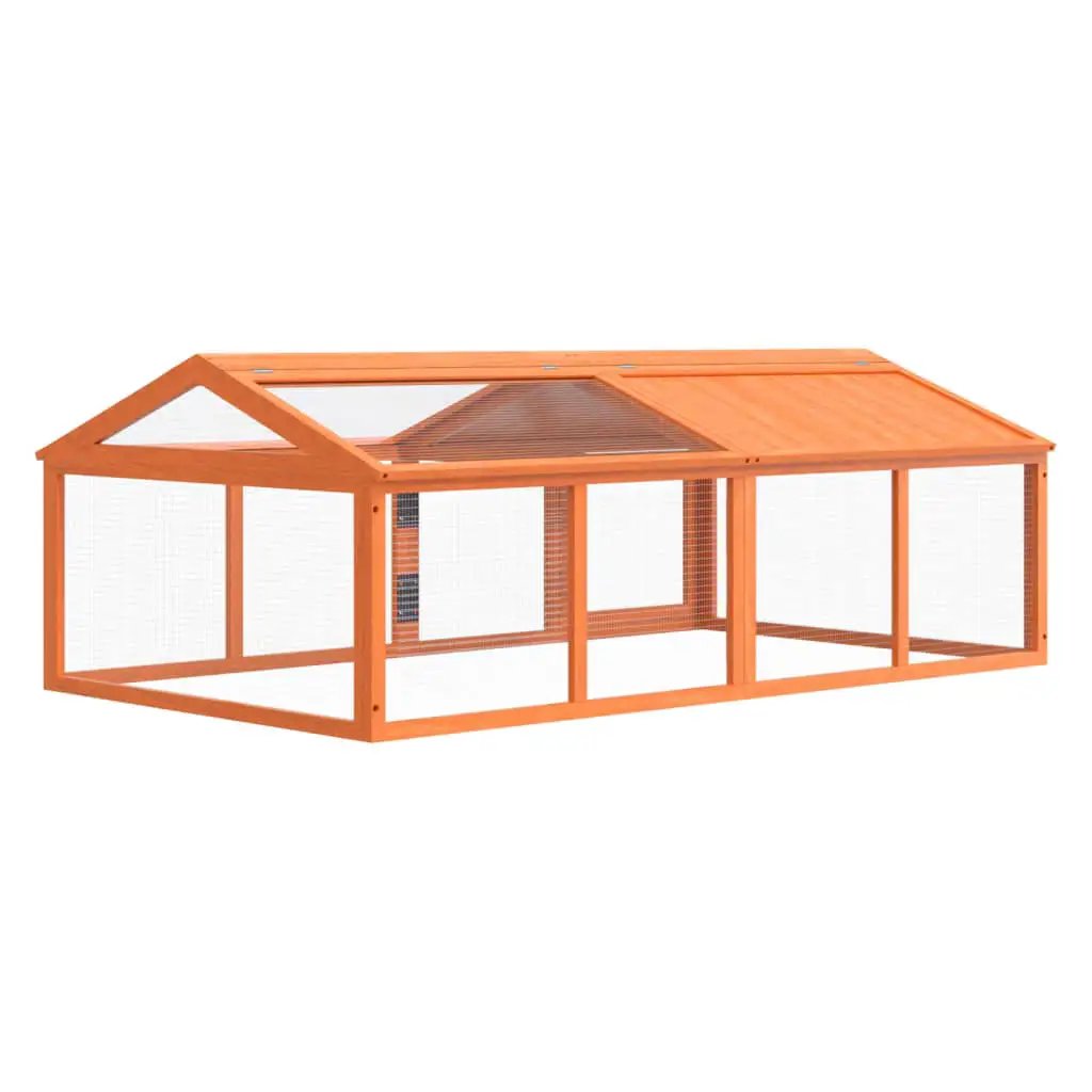 Freilaufgehege Braun aus Massivholz Kiefer, 200×112,5×74 cm, vidaXL mit Drahtgitter