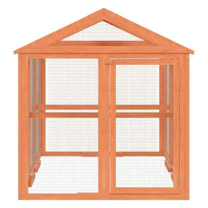vidaXL Freilaufgehege Braun 141x94x104 cm Massivholz Kiefer mit Drahtgitter