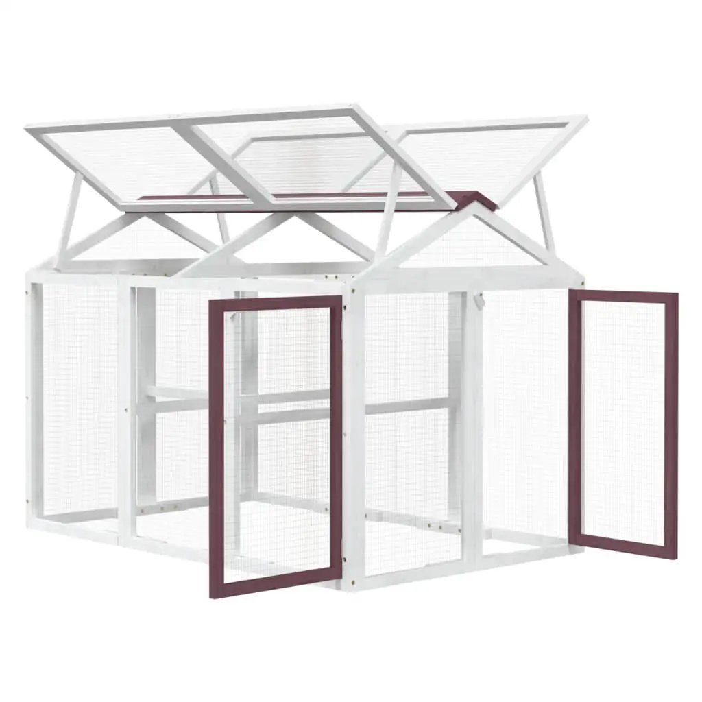 vidaXL Freilaufgehege Mokka 141x94x104 cm aus Massivholz Kiefer mit braunen Türen