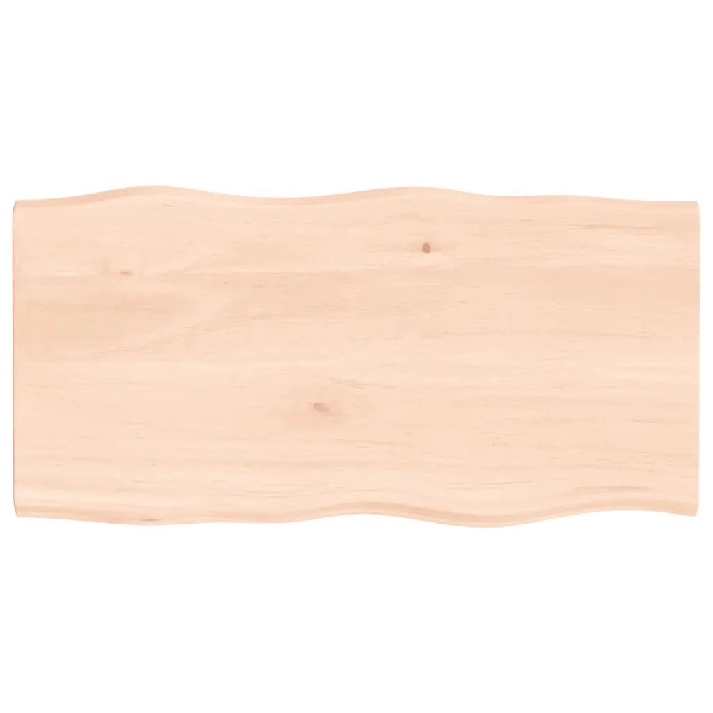 Tischplatte aus Massivholz Eiche, unbehandelt, mit Baumkante, vidaXL 80x40x2 cm
