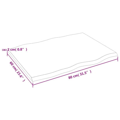 Tischplatte aus Massivholz Eiche, 80x60x2 cm, Baumkante, behandelt – vidaXL