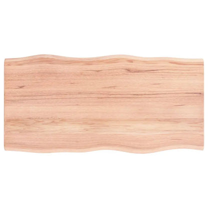 Tischplatte aus Massivholz Eiche, 100x50x2 cm, Baumkante, behandelt