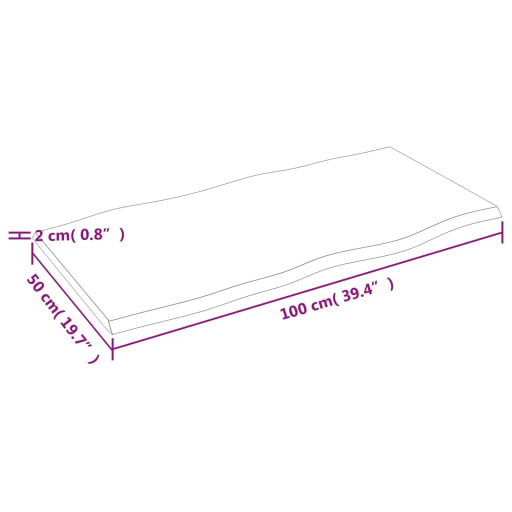 Tischplatte aus Massivholz Eiche, 100x50x2 cm, Baumkante – vidaXL