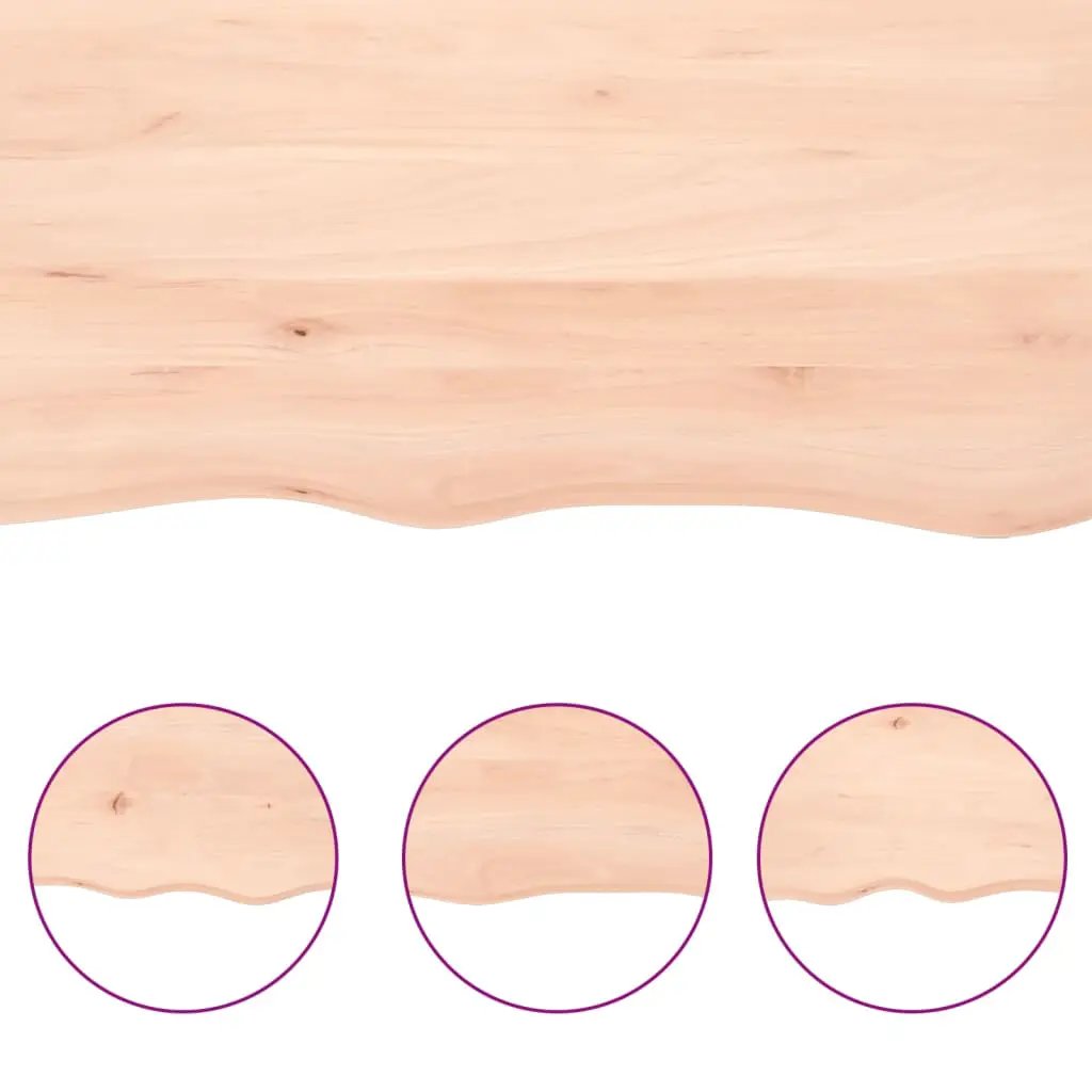 Tischplatte aus Massivholz Eiche, unbehandelt, 100x40 cm, Dicke 2–4 cm – vidaXL